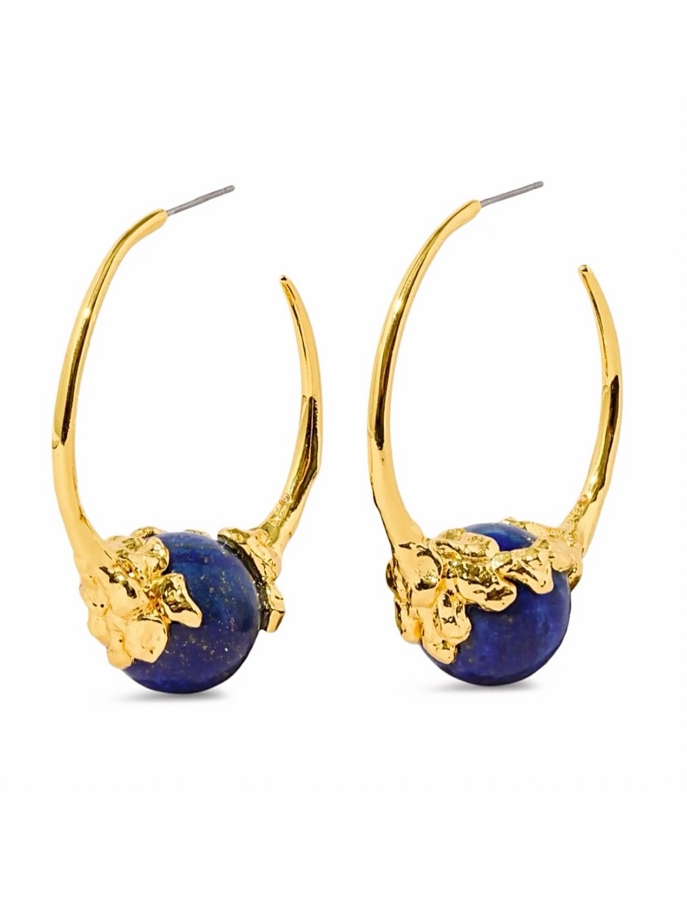 Alexis Bittar Brut Gold Capped Lapis Hoop Earrings (NWOT)